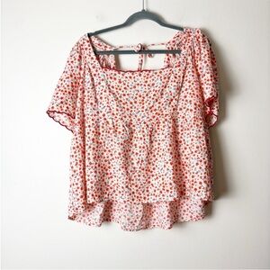 OLD NAVY • Women’s Ditsy Floral Cottagecore Square Neckline Scallop Babydoll Top